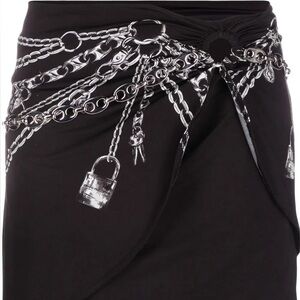 Paco Rabanne Gray and Silver Chain Detail Skirt